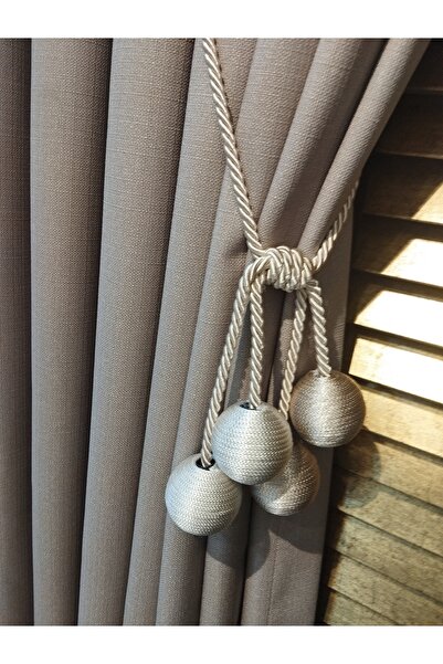 CEMRE PERDE Fon Keten Vizon 1/3 Sık Pile (Tek Kanat) Tavan Braçöl Süs Hediye