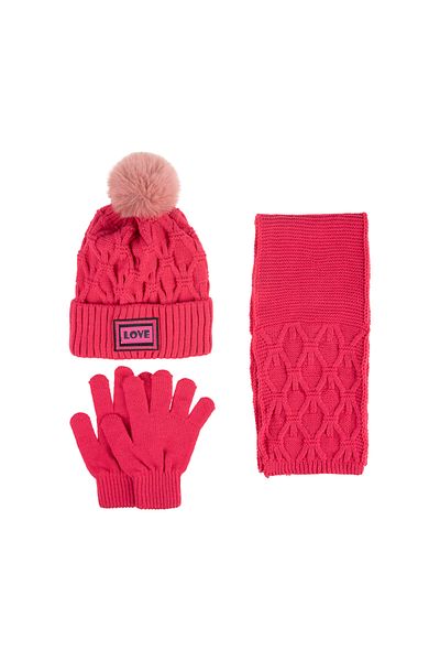 Kitti Kit 9-15 Years Old Girl's Scarf Beanie Gloves Set of 3