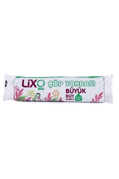 LİXO Large Size Garbage Bag 65 x 80 cm 10 Pieces Roll x 10 Pack = 100 Pieces (Blue)