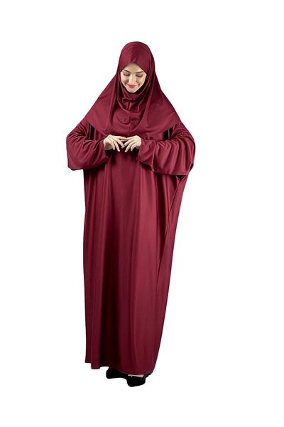 Modish Group Prayer Dress Scarf Prayer Rug Rosary Set, Islamic Clothing Suit Ferace Turban Shawl