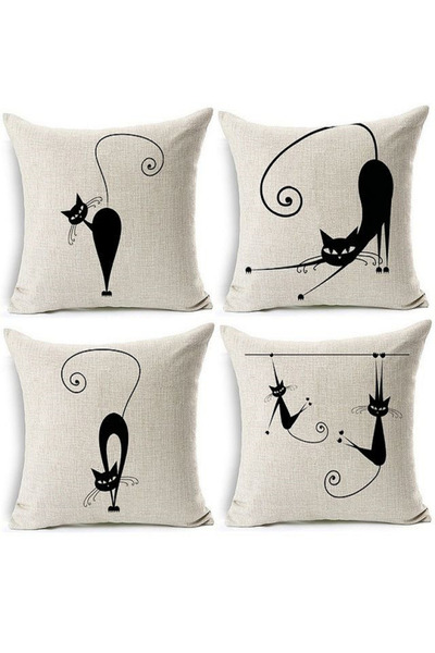 ALAMODECOR Чорний набір з 4 чохлів для подушок з двостороннім цифровим принто...