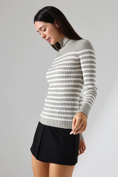 Lavinza Half Turtleneck Knitwear Striped Sweater - ⏰   Last Stock! Price That Can'T Be Missed