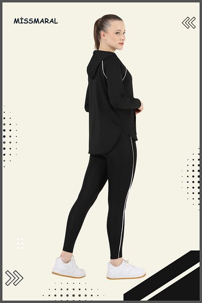 missmaral Set de trening sport negru pentru femei - Tunica din Lycra cu croiala normala si țesut Diver Active 3060