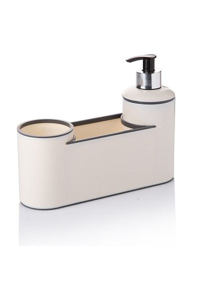 kitchenboost Ακρυλικός άθραυστος διανομέας υγρού σαπουνιού με βούρτσα και δοχείο σφουγγαριού δοχείο υγρού σαπουνιού 3 σε ένα