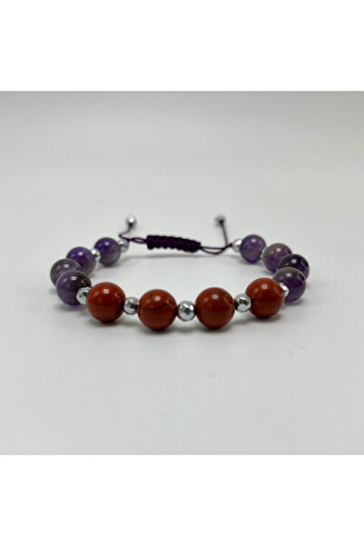 LADIN DOGALTAŞ 8mm Pisces Natural Stone Bracelet, Labradorite-Sunstone-Amethy...