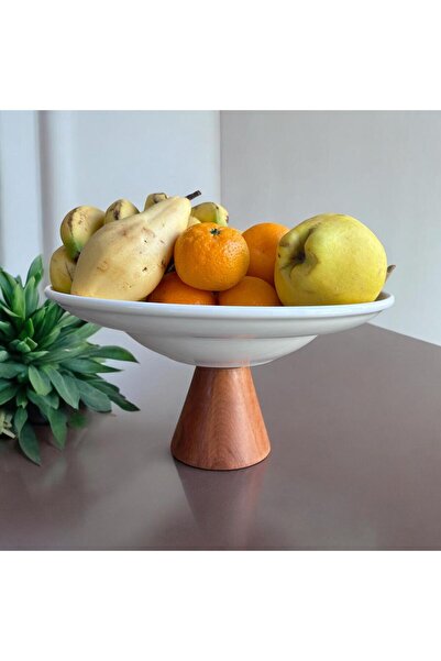 zagorwood Large Presentation Bowl (30cm), Porcelain Presentation Bowl, Presentation Bowl with Stand, Fruit Bowl, Salad Bowl, Presentation, Dish
