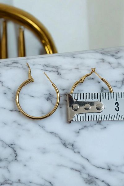 ESMERAY STEEL Superior Steel 3 cm Diameter Hoop Steel Earrings