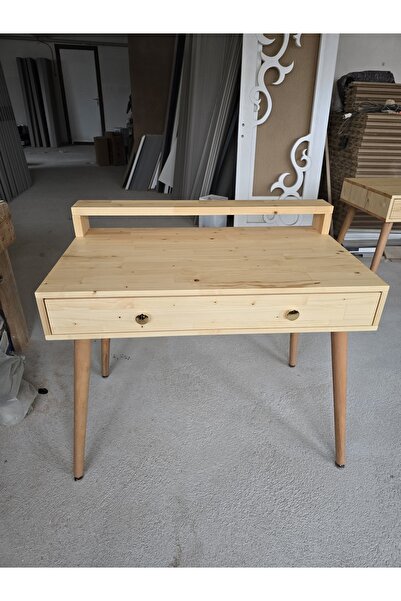 Alp E Ticaret Çalışma Masası %100 Ahşap Masif Çekmeceli Ceviz Renk