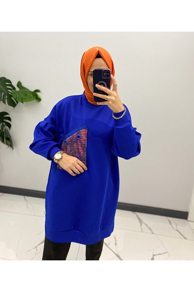 Puane Scuba Fabric Colorful Hijab Tunic with Bird Eye Detail