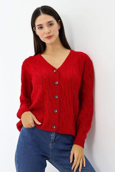 Devinka Soft Textured Women's Knitwear Cardigan - Buttoned