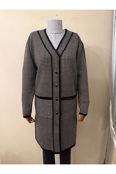 TEK TRICO Cardigan Young-Mother cu model picioare lungi de corb / nurcă neagră