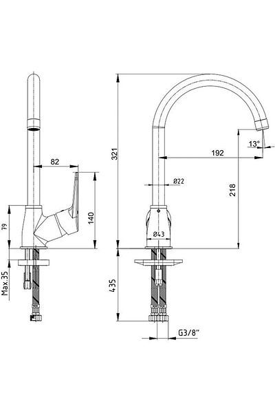 Eca E.c.a Spylos Sink Kitchen Sink Faucet102118136