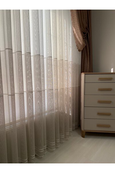ÇOPURLAR PERDE Bej Geçişli Gramajlı Tül Perde 1e2,5 orta pile