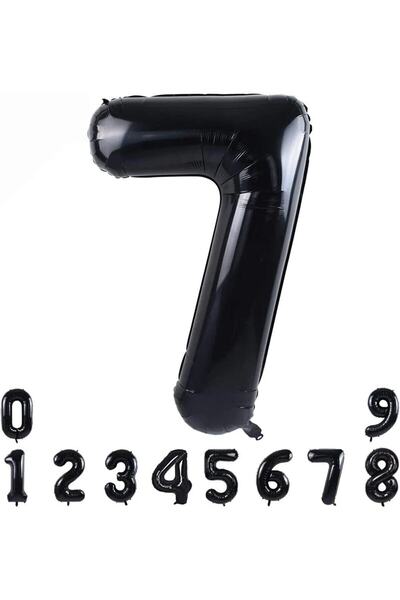 BALONBURADA 7 Siyah Rakam Folyo Balon 34" Inc