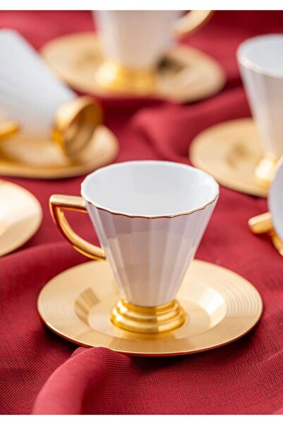 Kosova Alice Beyaz Ayaklı Kahve Fincan Takımı