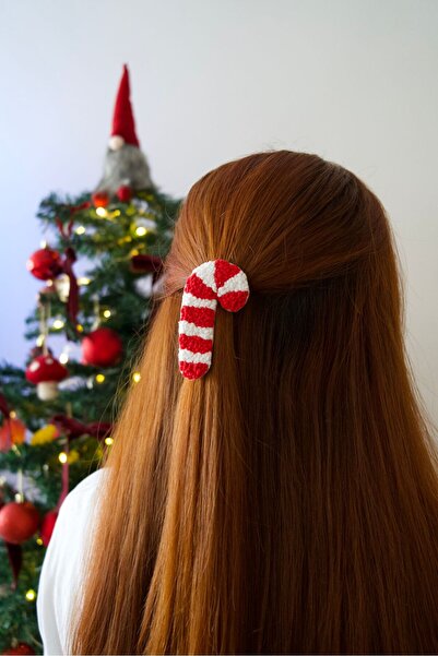 Asyakuscollection مشبك إسفارستوديو مصنوع يدويًا ومطرز على شكل عصا كاندي للعام الجديد