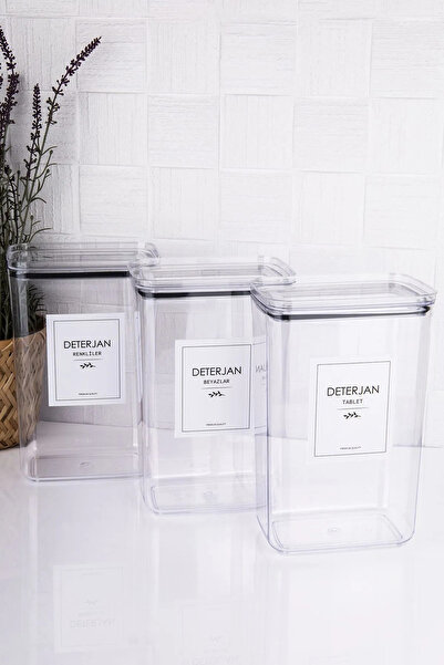 novaliz home Deterjan Kutusu 3 Lü Set Beyazlar Renkliler Ve Bulaşık Deterjanı Saklama Kutuları
