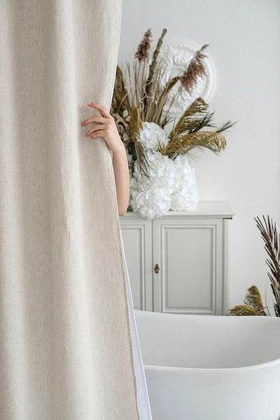 miyolin Washed Linen Curtain with Cornice, Washed Linen Background Curtain, Single Wing No Pleats
