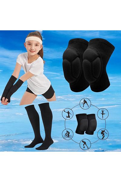 Gök Sports Children's Volleyball Knee Pad Volleyball Gloves Volleyball Sock Covering Sponge Support Set of 3