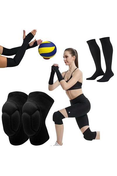 Gök Sports Adult Volleyball Set of 3 - Knee Pad, Gloves and Socks with Sponge Support