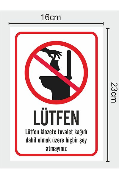 zafrakreklam Please Put Toilet Paper Etc. 16X23Cm Sign Pvc Board