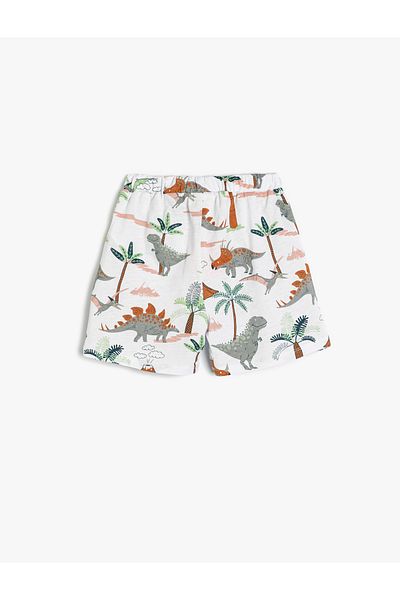 Koton Shorts Dinosaur Printed Cotton with Elastic Waist