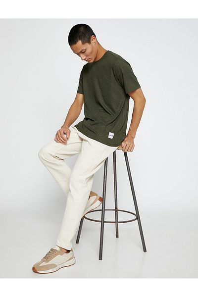 Koton Κοντό μανίκι Basic Jacquard T-Shirt Crew Neck