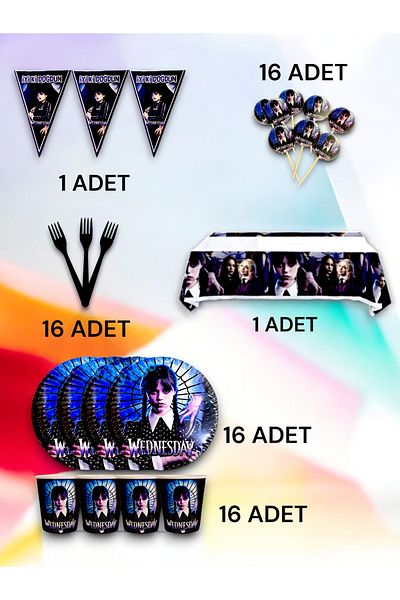 VibeHome Wednesday Themed Premium Set for 16 - Birthday Party and Fun Events