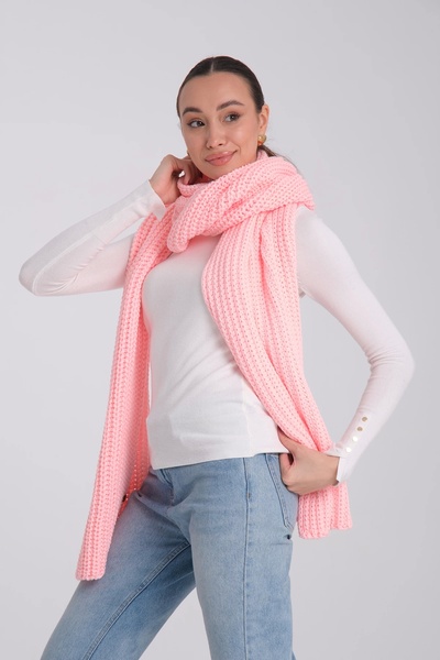 robanu Πλεκτό σάλι με απαλή υφή σε ροζ χρώμα |   Ζεστό, απαλό και κομψό μαντήλι σάλι