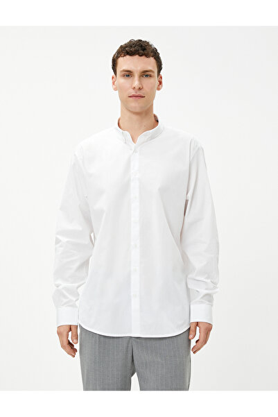 Koton Βασικό πουκάμισο Κλασικό γιακά με μακρυμάνικο κουμπιά βαμβακερό μη σιδερένιο