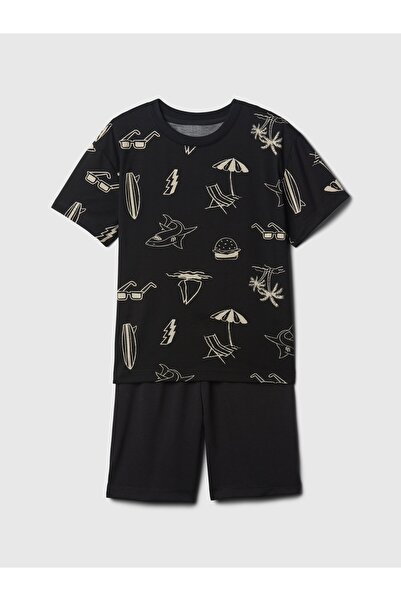 GAP Erkek Çocuk Siyah Geri Dönüştürülmüş Pijama Takımı