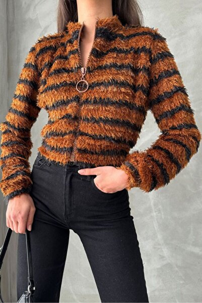 Zeta giyim Fermuarlı peluş mont