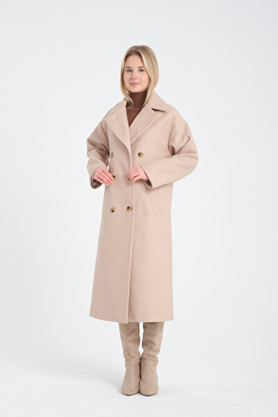 Soydan Güner Düşük Omuzlu Bol Kesim Kaban A.bej 1290