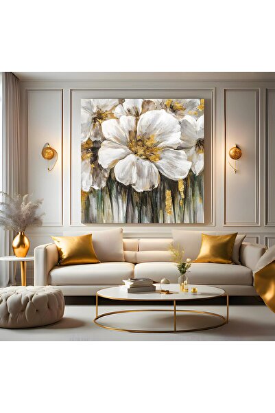 EMYA HOME Altın Çiçekler Kanvas Tablo