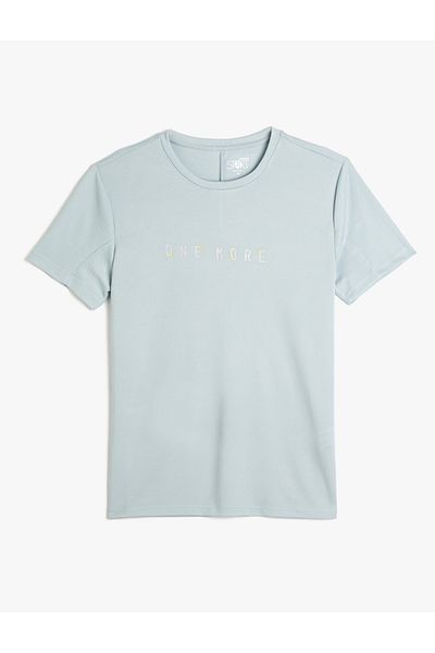 Koton Αθλητικό T-Shirt Slogan Κεντημένο με λαιμόκοψη κοντό μανίκι