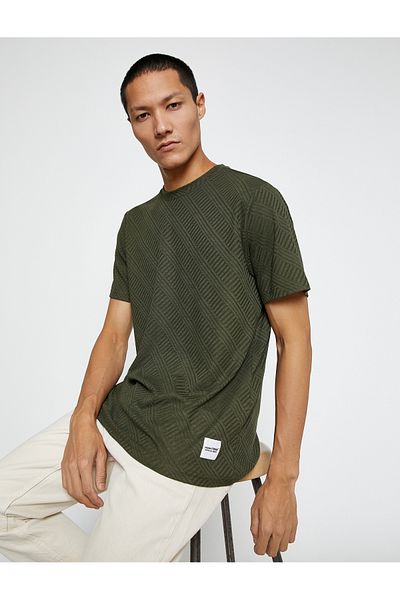 Koton Κοντό μανίκι Basic Jacquard T-Shirt Crew Neck