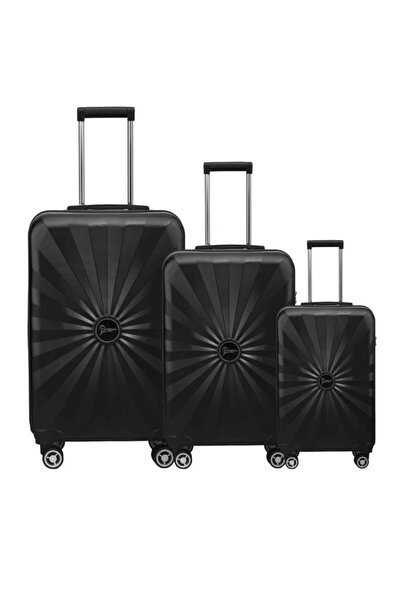 louisiana polo 3'lü Valiz Seti Polikarbon Valiz 4x2 Teker Siyah 1809