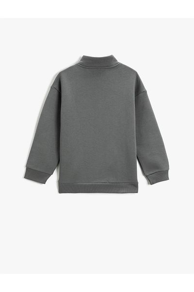 Koton Basic High Collar Sweatshirt with Zipper Detail and Pockets