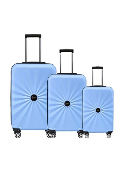 louisiana polo 3'lü Valiz Seti Polikarbon 4x2 Teker Mavi 1809