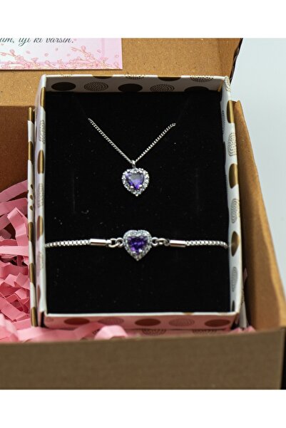 Perry Accesories çelik pembe lotus kolye ve bileklik seti kombin sevgililer günü doğum  günü hediyelik