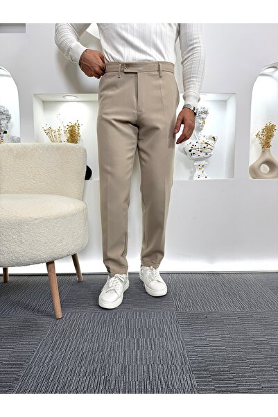 UTTBASİC Krem Looking Kısa Dilli Kumaş Pantolon