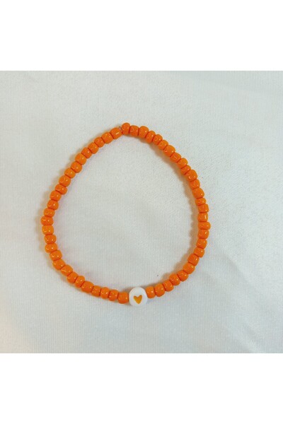 Crystal Atelier Orange - Beaded Heart Pattern, Friendship Best Brides Bracelet