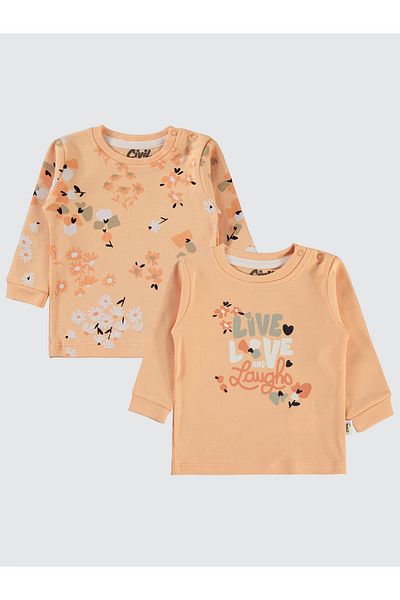 Civil Baby Set of 2 Salmon Sweatshirt for Baby Girl 6-18 Months