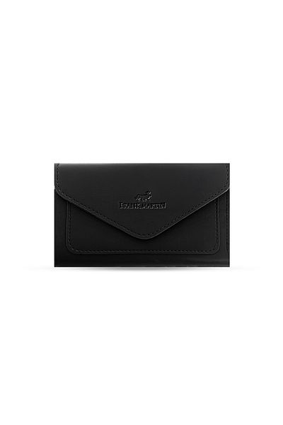 Frank Martin Black Envelope Model Portfolio - Women's Wallet with Money and Paper Compartment