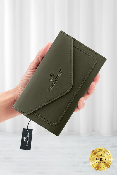 Frank Martin Anka Bozuk Para ve Kağıt Para Bölmeli Zarf Model Portföy Kadın Cüzdan Haki