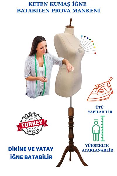 Manken İstanbul Λινό ύφασμα σφουγγάρι βελόνα βυθιζόμενο στεγανοποιητικό ανδρείκελο Tailor Mannequin Ket-01