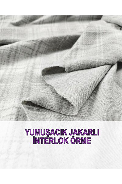 Kumaş Parça interlok Jakarlı Örme Gri Beyaz RenklerdeEn: 140 cm