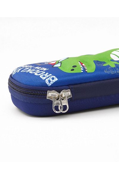 Bonfino Bonfino Dino Theme Pencil Case, Sturdy, Zipper Closure,  23 x 11 x 4 cm, 5 Years+ - Blue
