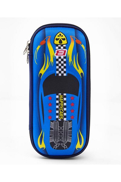 Bonfino Bonfino Racing Car Travel Pencil Case, Sturdy, Zipper Closure, 23 x 11 x 4 cm, 5 Years+ - Blue