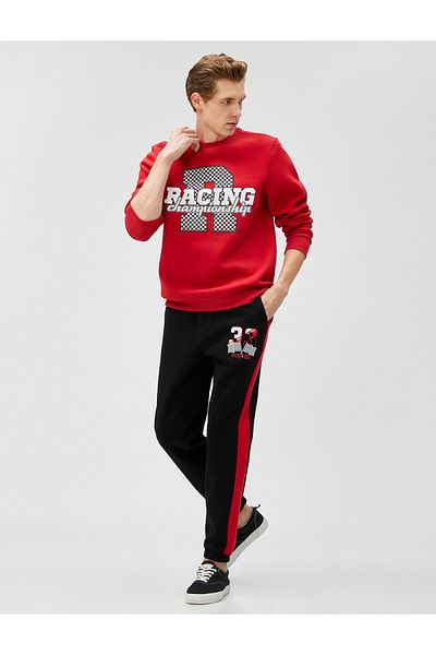Koton Jogger-Jogginghose mit Racing-Thema, bedrucktem Bund und Tasche